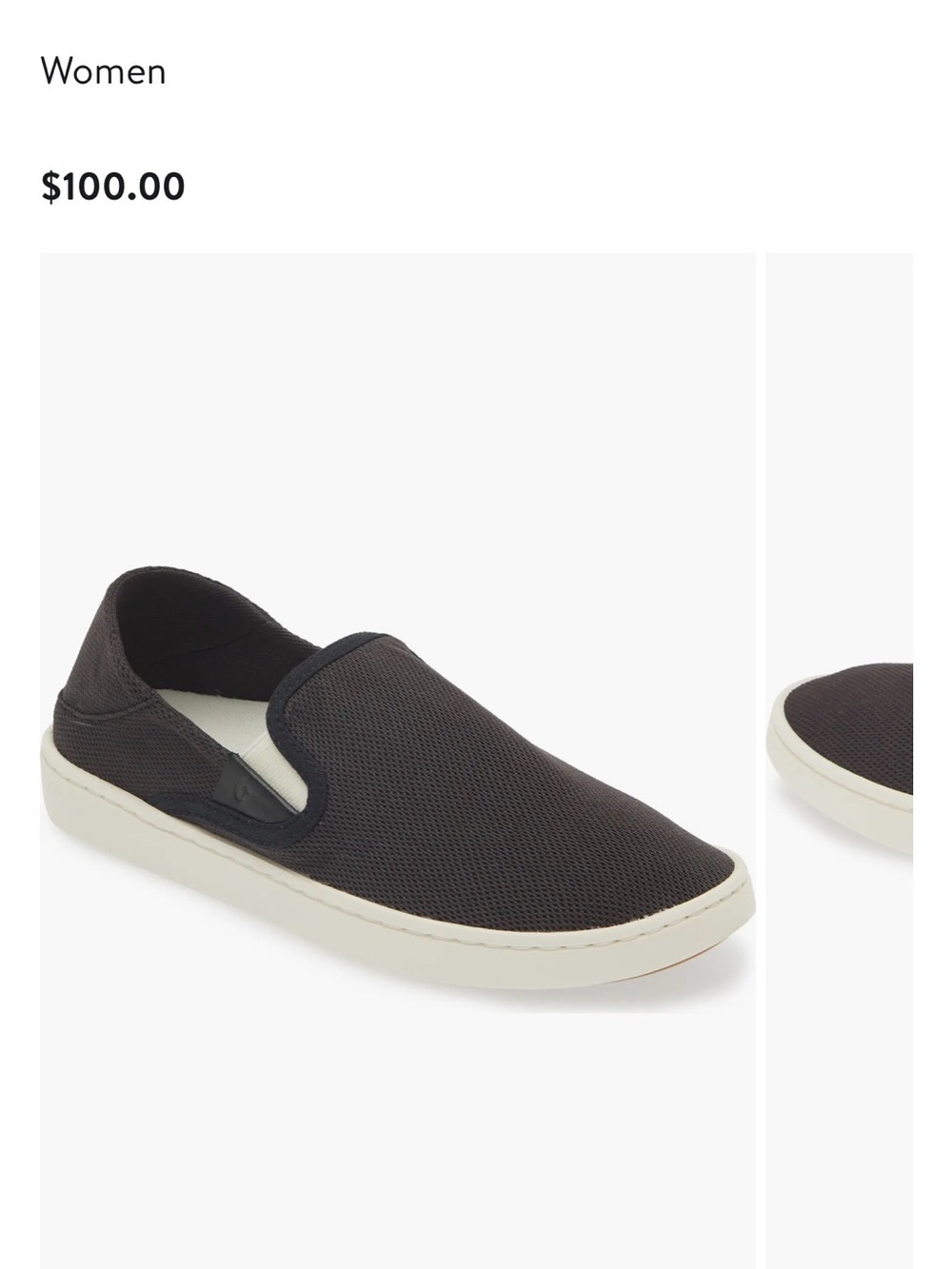 OluKai Women's Slip-On Mesh Sneakers - Black with White Sole